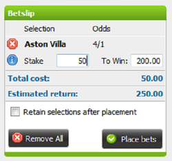 win or profit and return calculated on a Stanjames betslip using the given odds and stake entered