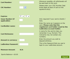 Ladbrokes debit card deposit page