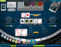 Casino hold'em player beats dealer with a hand