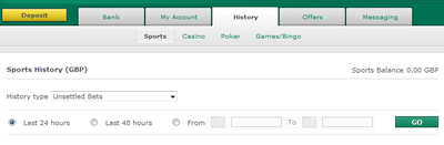 an example of a 'my account' area on Bet365