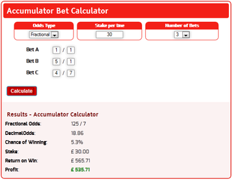 Accumulator profit of £535 from a £30 stake for 3 selections