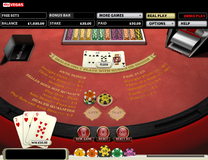 Three card poker player loses flush to higher flush