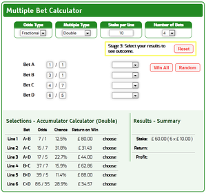 Selecting Doubles between four games means 6 lines are placed